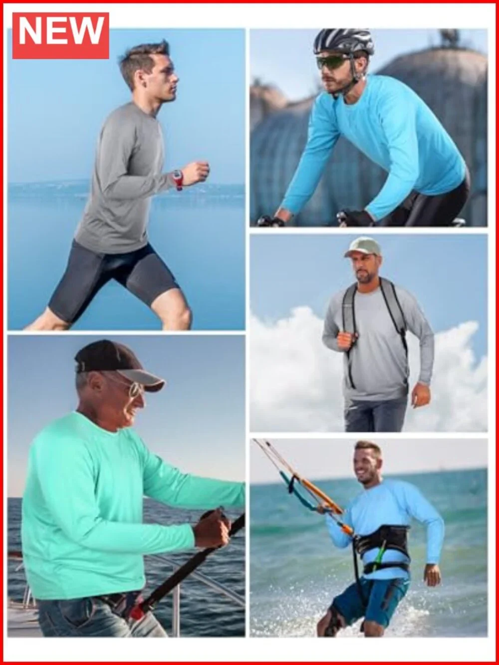 Men's UPF 50+ Long Sleeve Rash Guard, Quick Dry UV Protection Sun Shirt